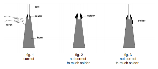 Solder a drilling tool onto the horn